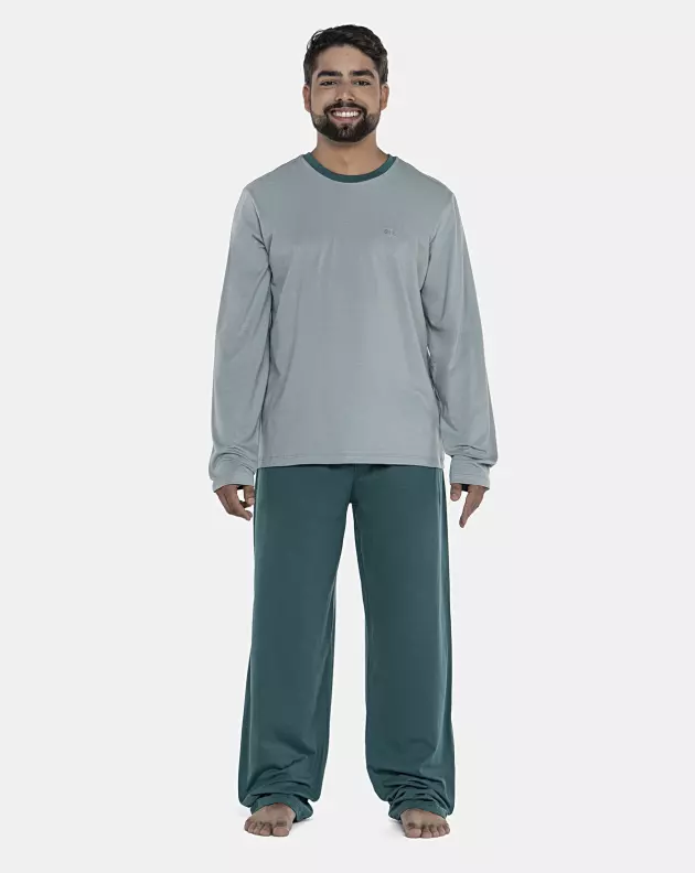 Pijama Masculino Adulto Manga Longa e Calça