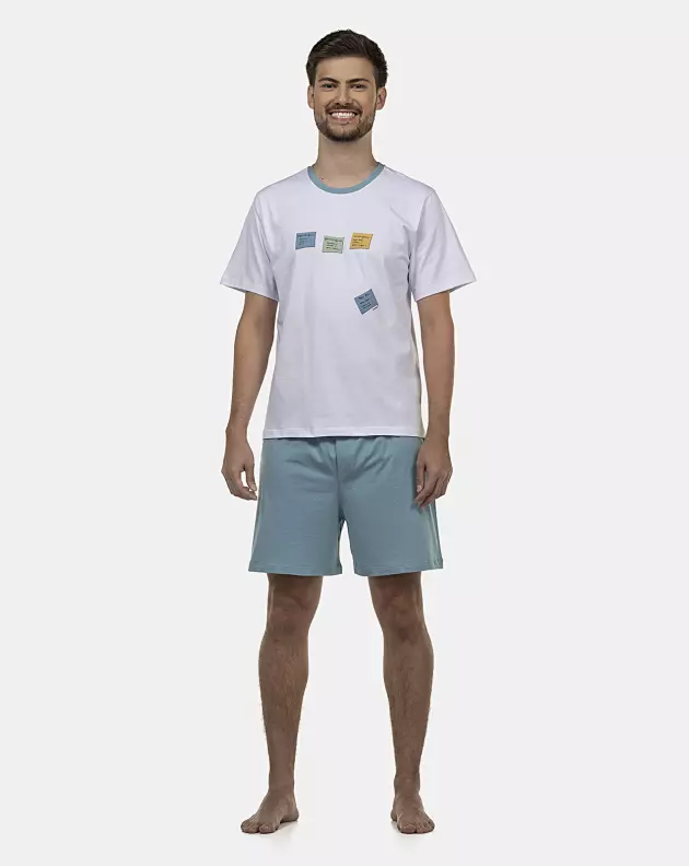 Pijama Masculino Adulto Manga Curta e Short