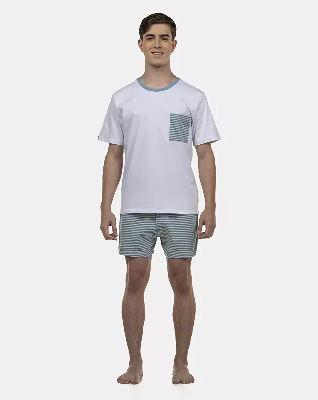 Pijama Masculino Adulto Manga Curta e Short
