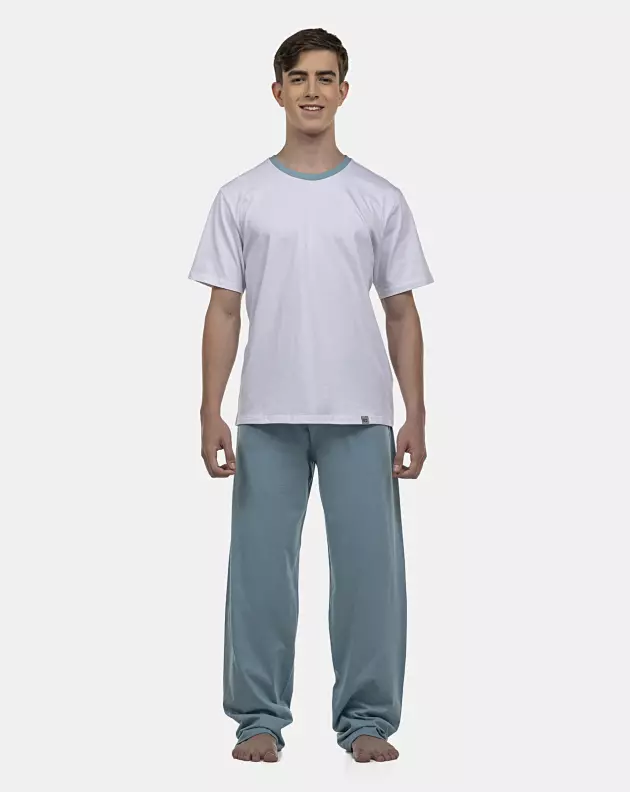 Pijama Masculino Adulto Manga Curta e Calça