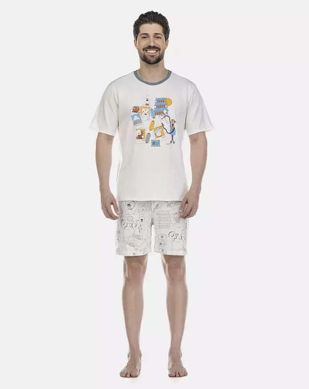 Pijama Masculino Adulto Manga Curta e Short