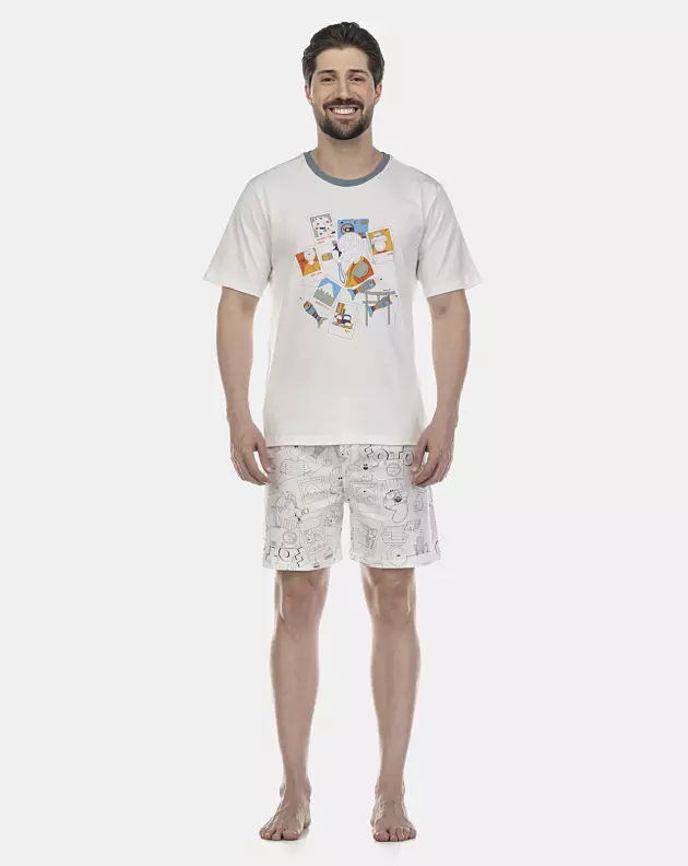 Pijama Masculino Adulto Manga Curta e Short