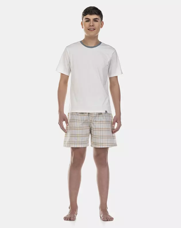 Pijama Masculino Adulto Manga Curta e Short Tricoline