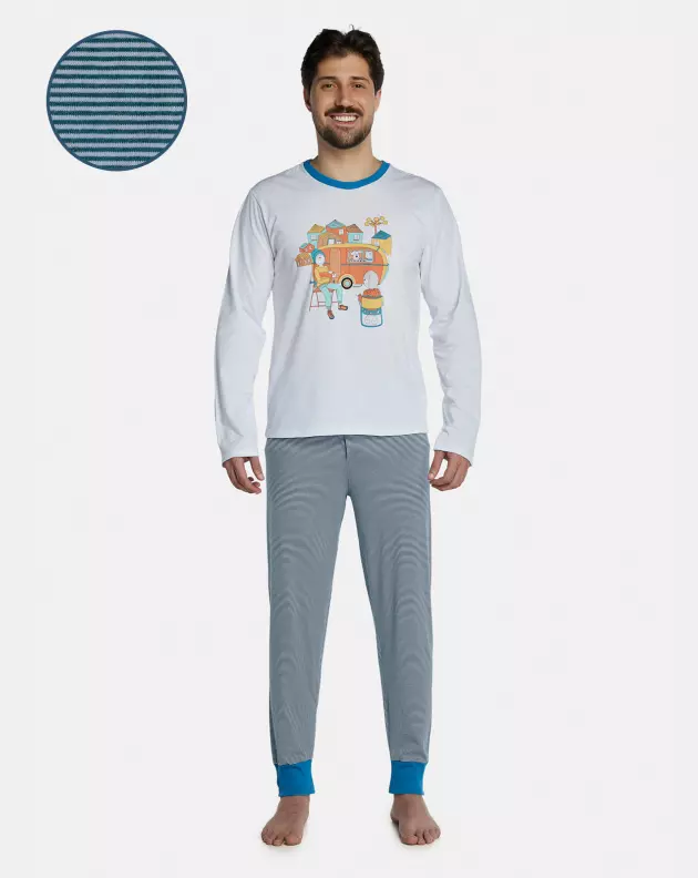 Pijama Masculino Adulto Manga Longa e Calça