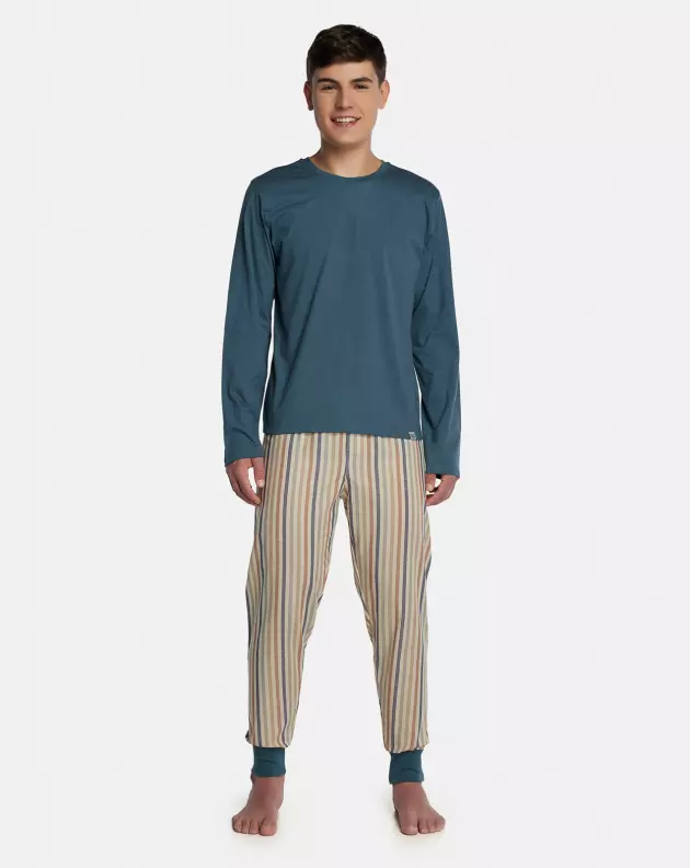 Pijama Masculino Adulto Manga Longa e Calça Tricoline