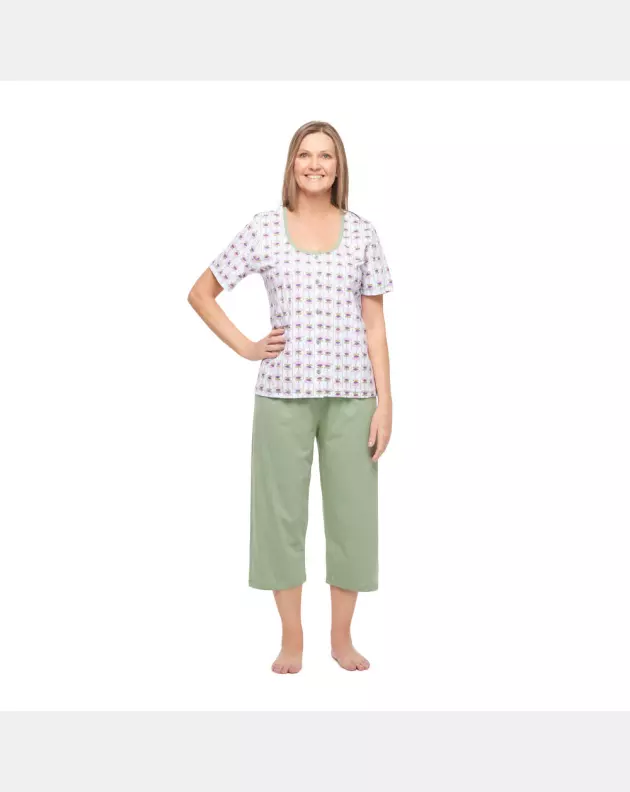 Conjunto Feminino Adulto Manga Curta Aberta e Corsário