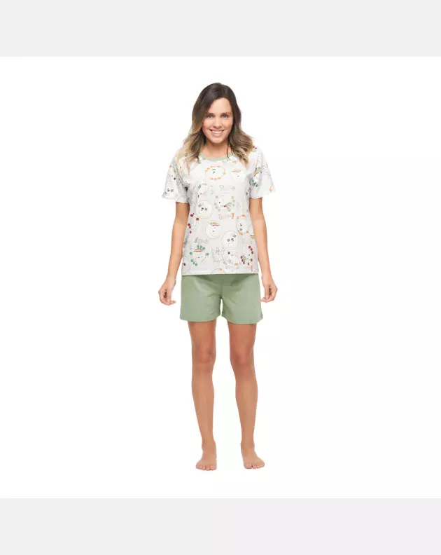 Conjunto Feminino Manga Curta e Short