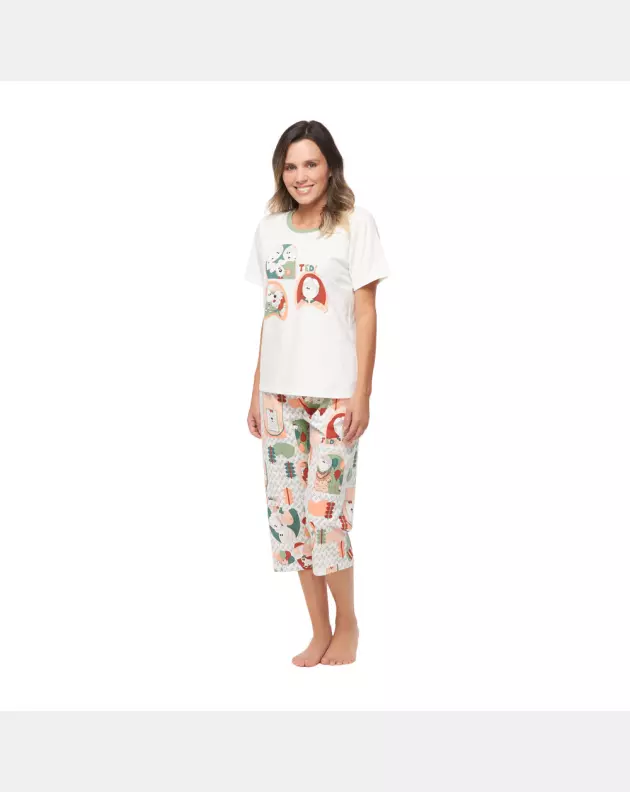 Conjunto Feminino Adulto Manga Curta e Corsário