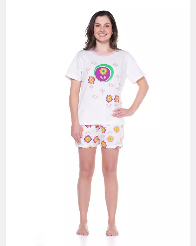 Conjunto Feminino Adulto Manga Curta e Short