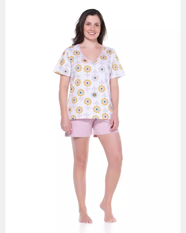 Conjunto Feminino Adulto Manga Curta e Short