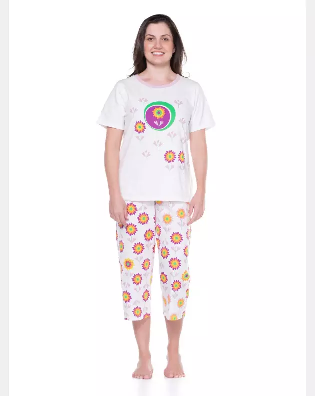 Conjunto Feminino Adulto Manga Curta e Corsário