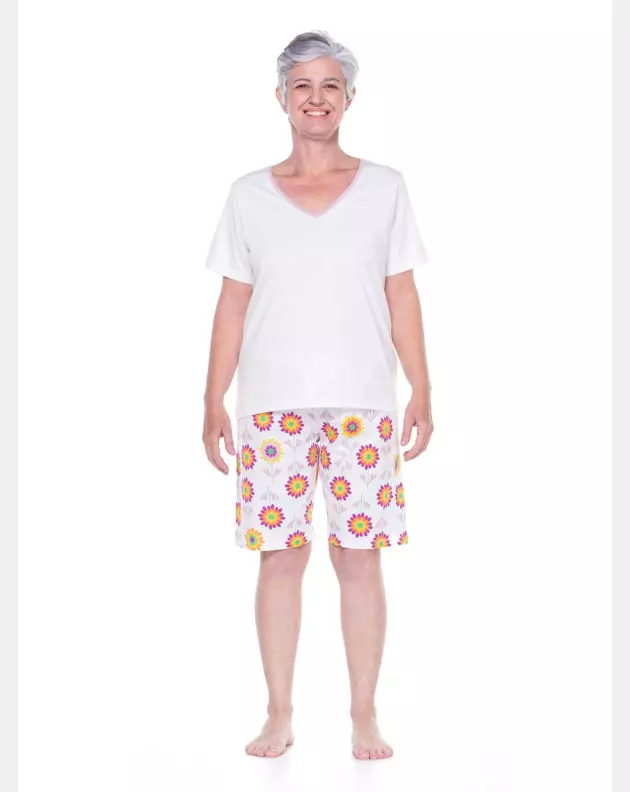 HOMEWEAR FEMININO SONHART MANGA CURTA E BERMUDA FLORAL