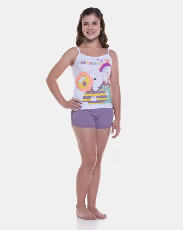 Pijama Curto Feminino Sonhart Regata alça Fina e short Lilás