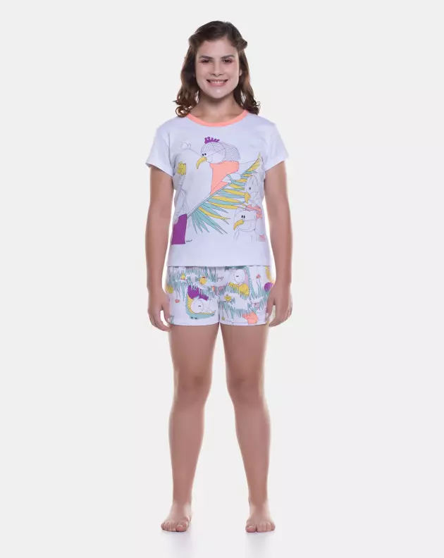 Pijama baby-look manga curta e short 