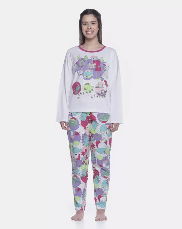 Conjunto Feminino Adulto Manga Longa e Calça