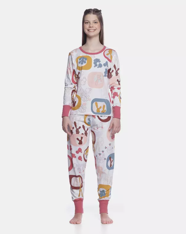 Conjunto Feminino Adulto Manga Longa e Calça Com Punho