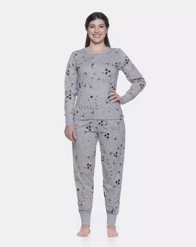 Conjunto Feminino Adulto Manga Longa e Calça Com Punho