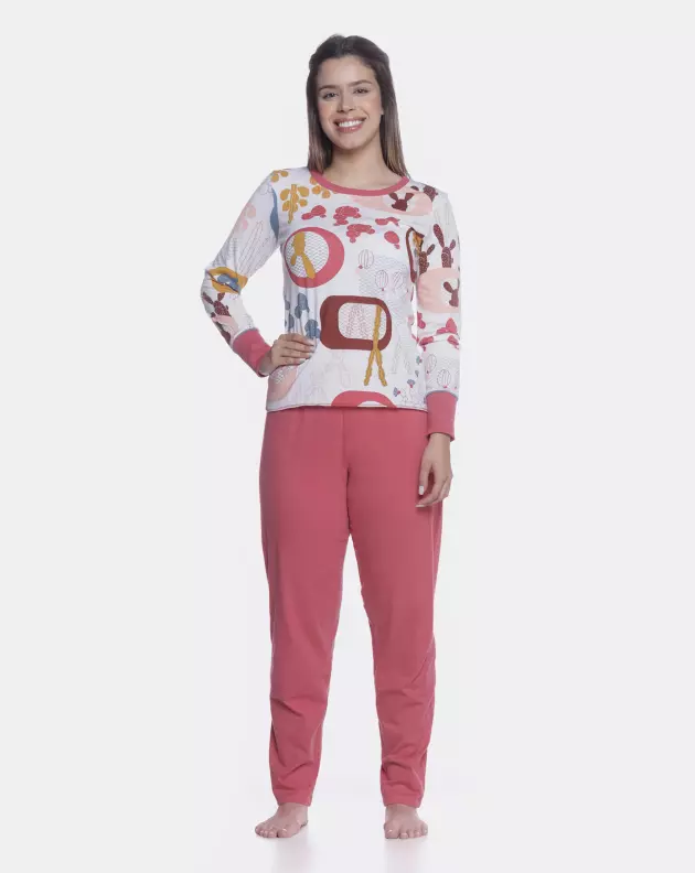 Conjunto Feminino Adulto Manga Longa e Calça