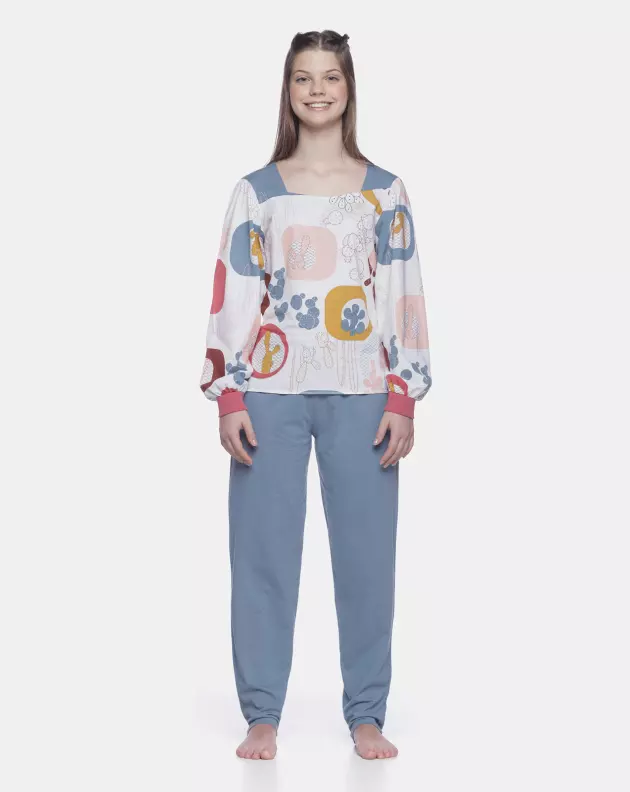 Pijama manga longa e calça