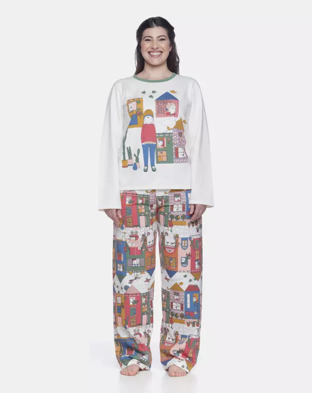 Conjunto Feminino Adulto Manga Longa e Calça Moletinho