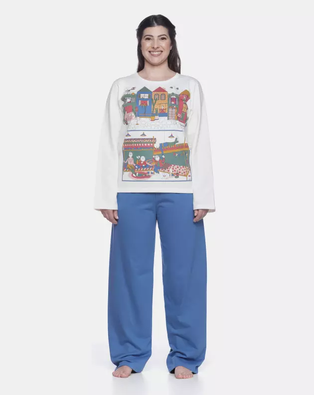 Conjunto Feminino Adulto Manga Longa e Calça
