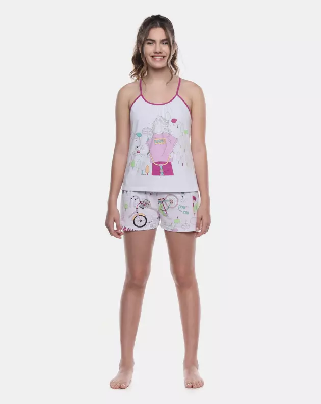 Pijama Feminino Adulto Alça e Short