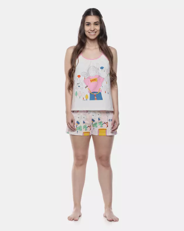 Pijama Feminino Adulto Alça e Short