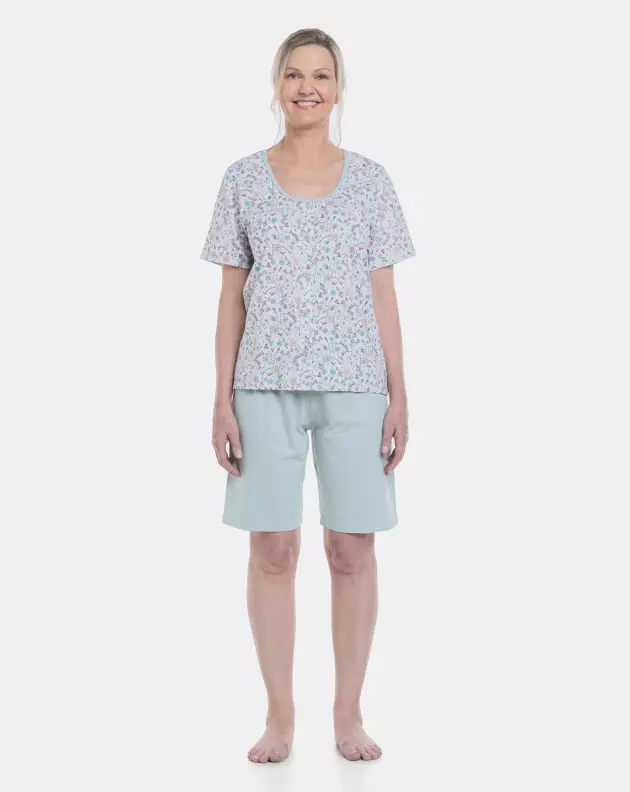 Pijama Feminino Curto Sonhart Blusa manga curta e bermuda Lisa