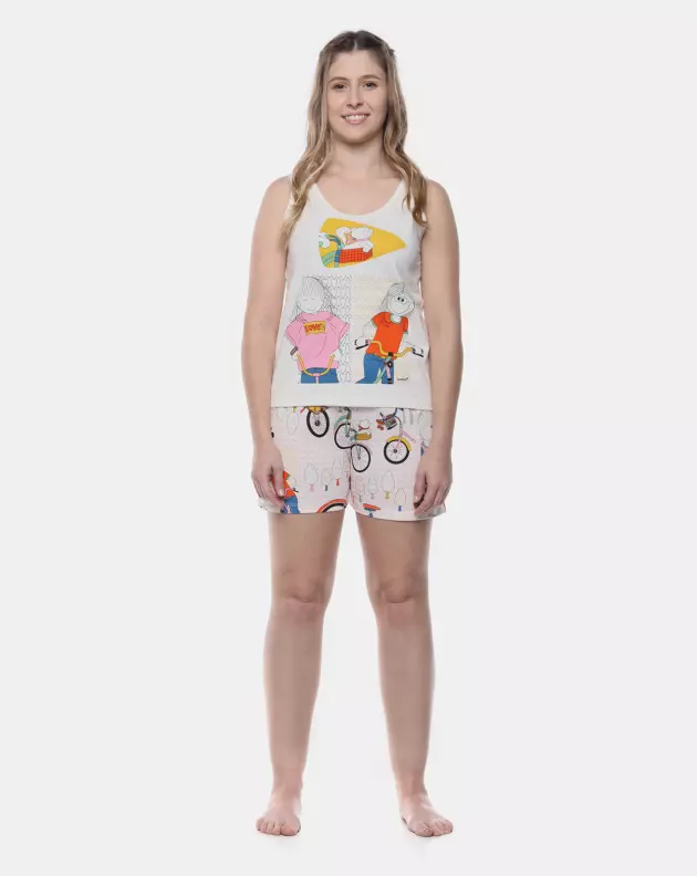 Pijama Feminino Adulto Regata e Short