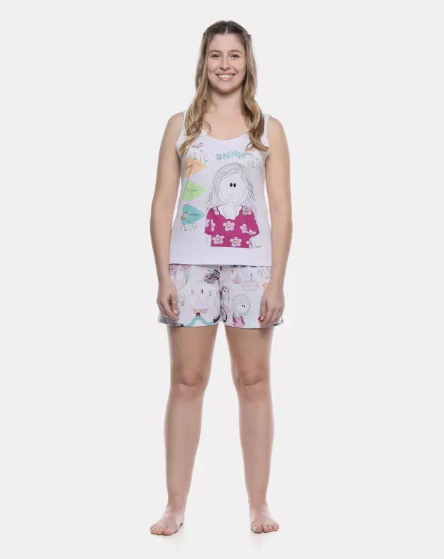 Pijama Feminino Adulto Regata e Short