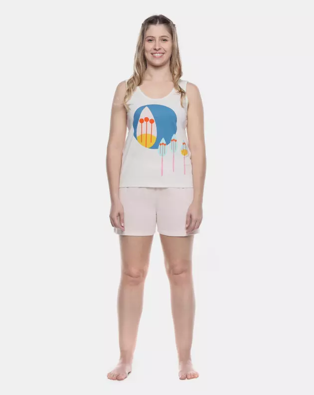 Pijama Feminino Adulto Regata e Short