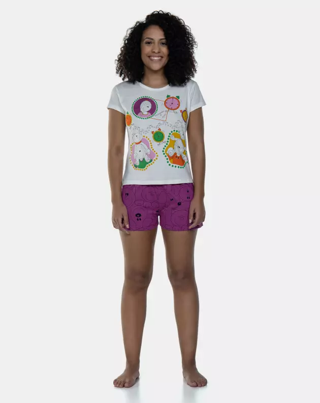 Pijama Baby-Look Manga Curta e Short