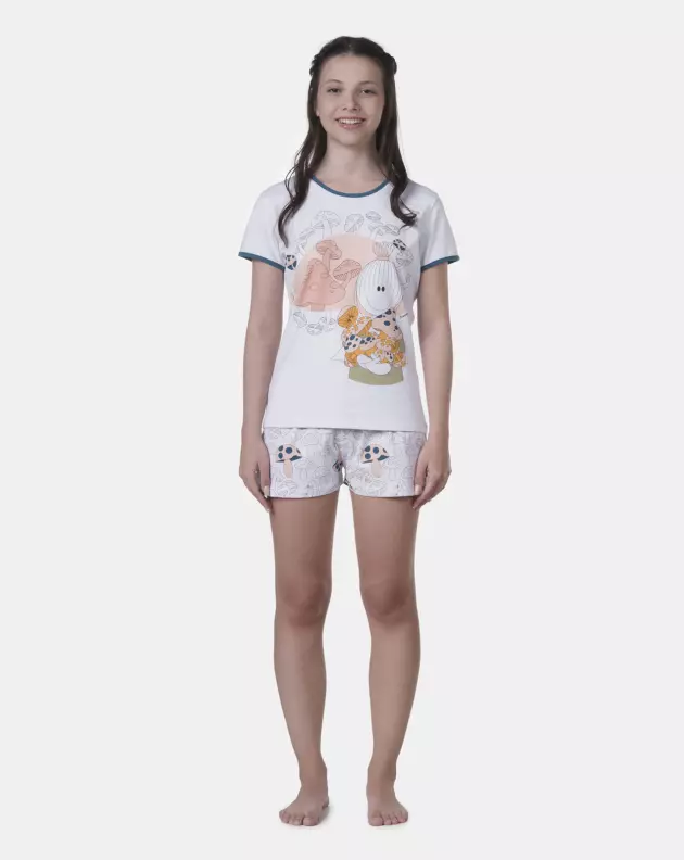 Pijama Baby-Look Manga Curta e Short   
