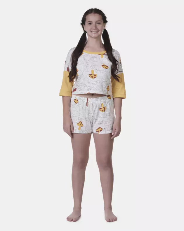 Pijama Feminino Meia Manga e shorts