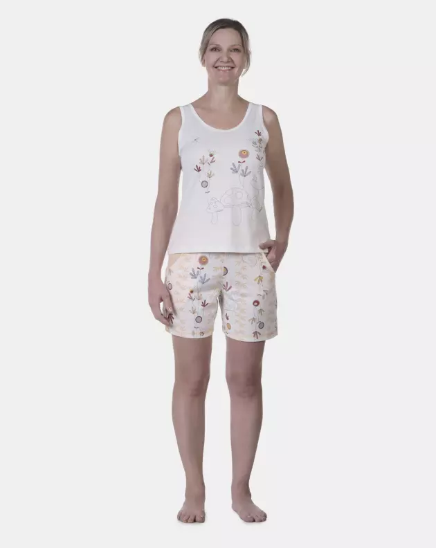 Conjunto Pijama Clássico Regata e Short com Bolsos