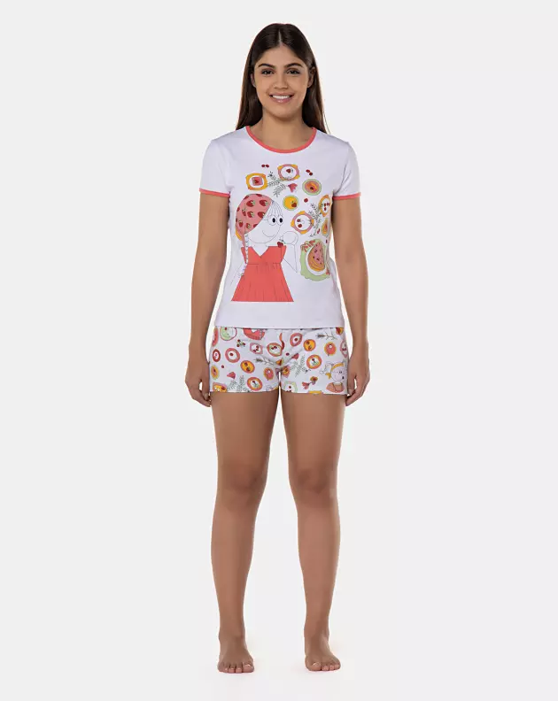 Pijama Sonhart | Pijama Feminino baby-look manga curta e short