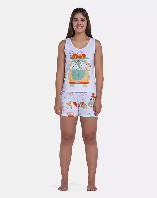 Pijama Feminino Sonhart Curto Regata Estampada e Short