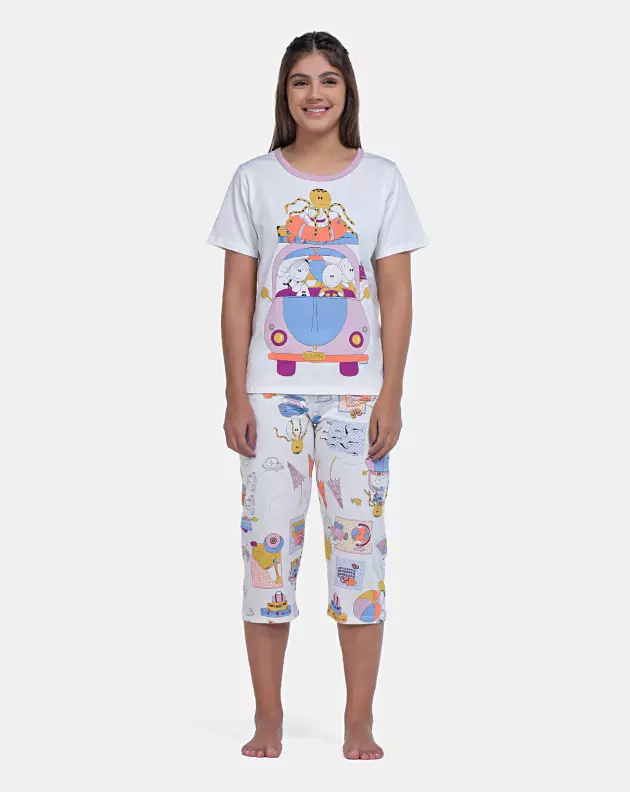 Pijama Manga Curta e Corsário