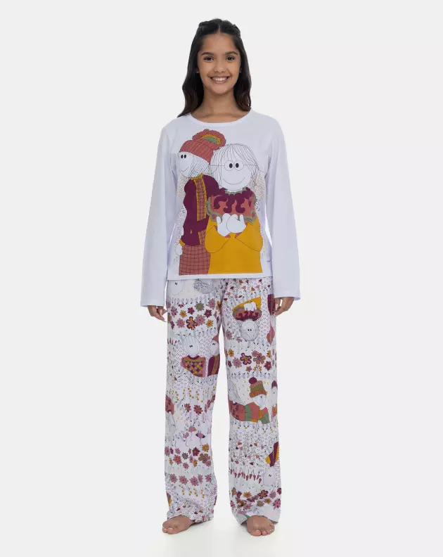 Loja Online Sonhart | Pijama Feminino Adulto Manga Longa e Calça Estampada