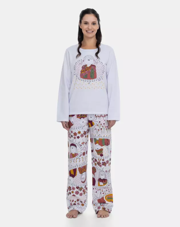 Pijama Feminino Manga Longa e Calça Moletinho Peluciado