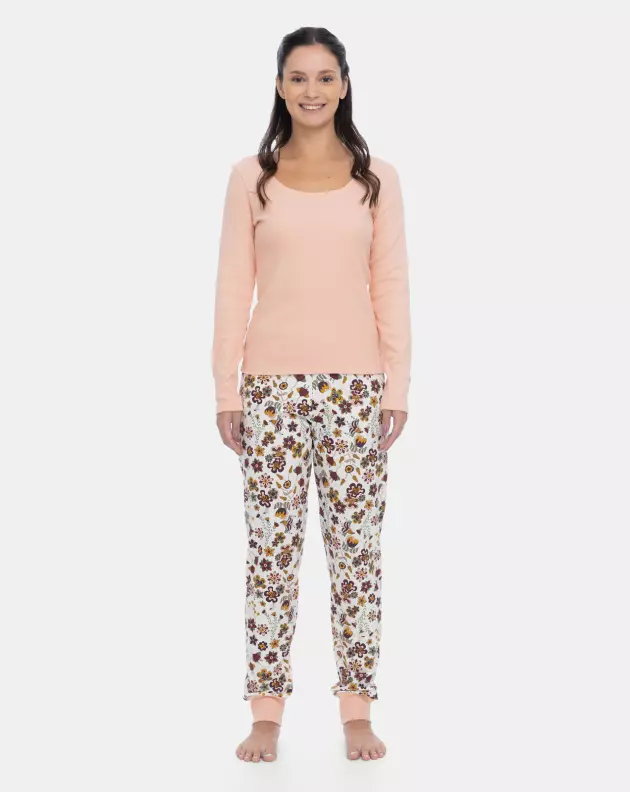 Pijama Feminino Blusa Manga Longa e Calça Floral