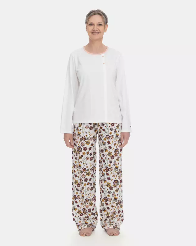 Pijama Feminino Blusa Manga Longa e Calça Floral