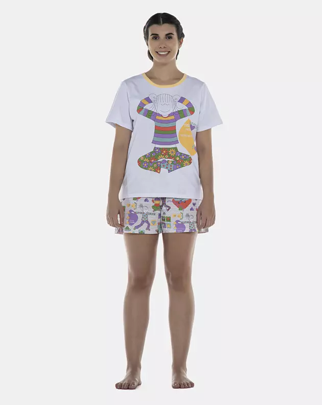 Pijama Feminino Adulto Manga Curta e Short