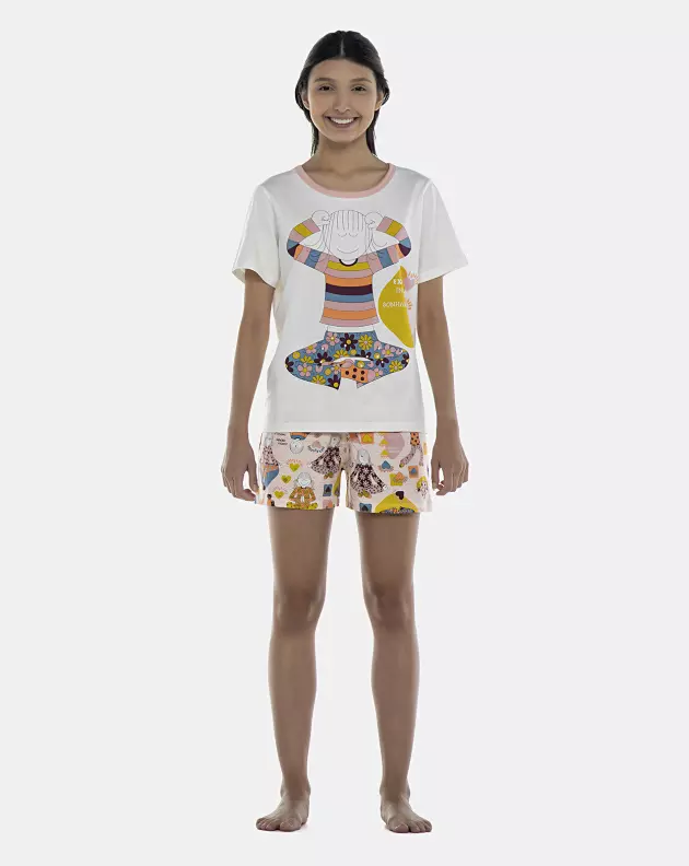 Pijama Feminino Adulto Manga Curta e Short