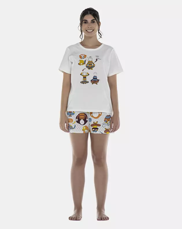 Pijama Feminino Adulto Manga Curta e Short