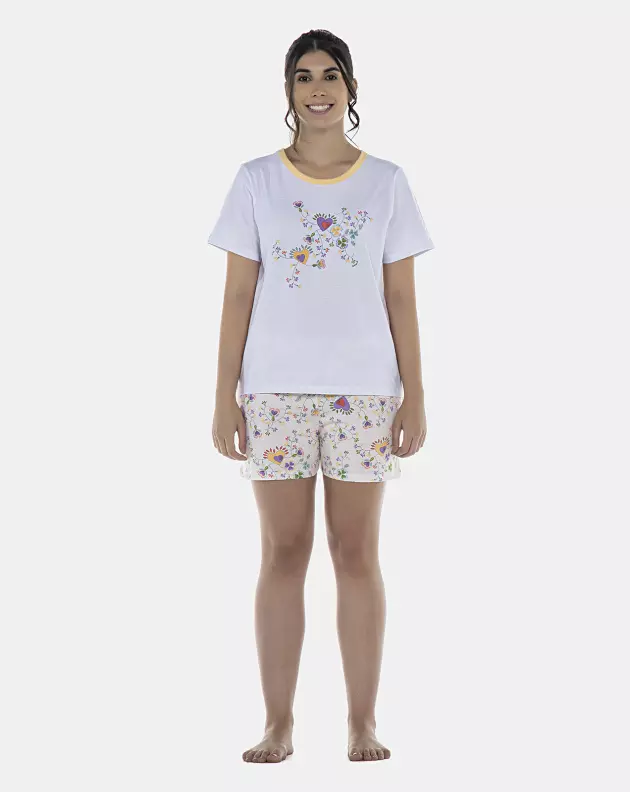 Pijama Feminino Adulto Manga Curta e Short