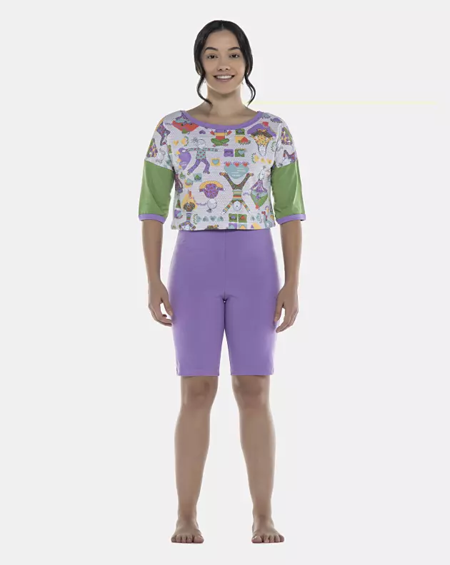Pijama Feminino Adulto Macacão e Camisete