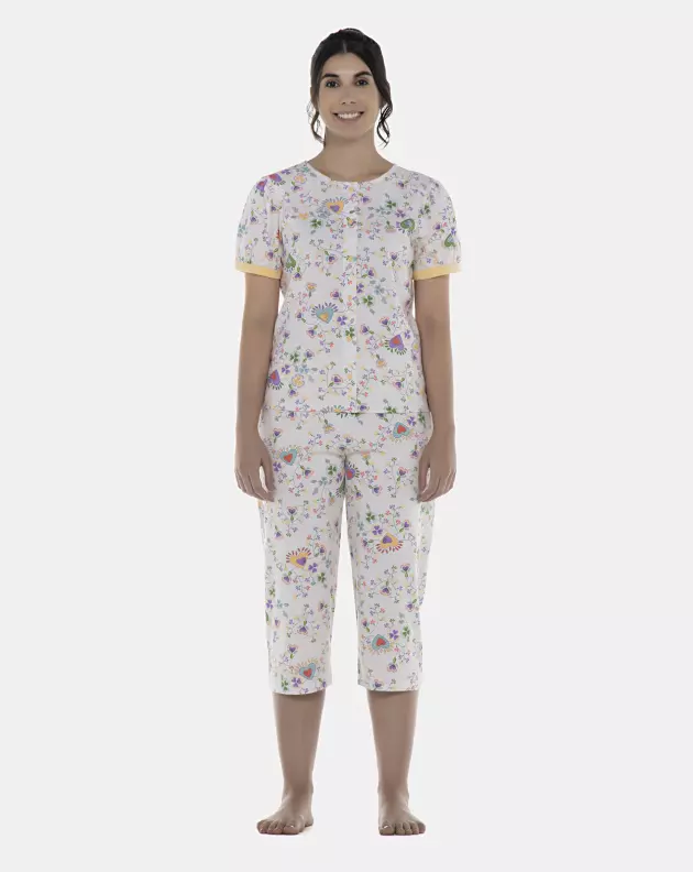 Pijama Feminino Adulto Manga Curta Aberta e Corsário
