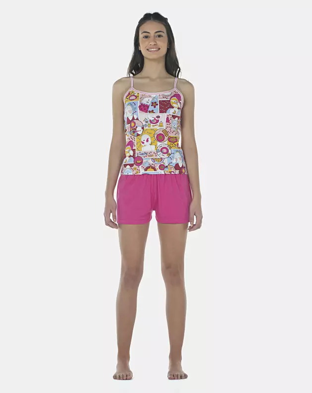 Pijama Feminino Adulto Alça e Short