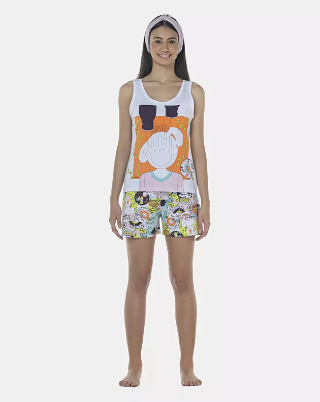 Pijama Feminino Adulto Regata e Short